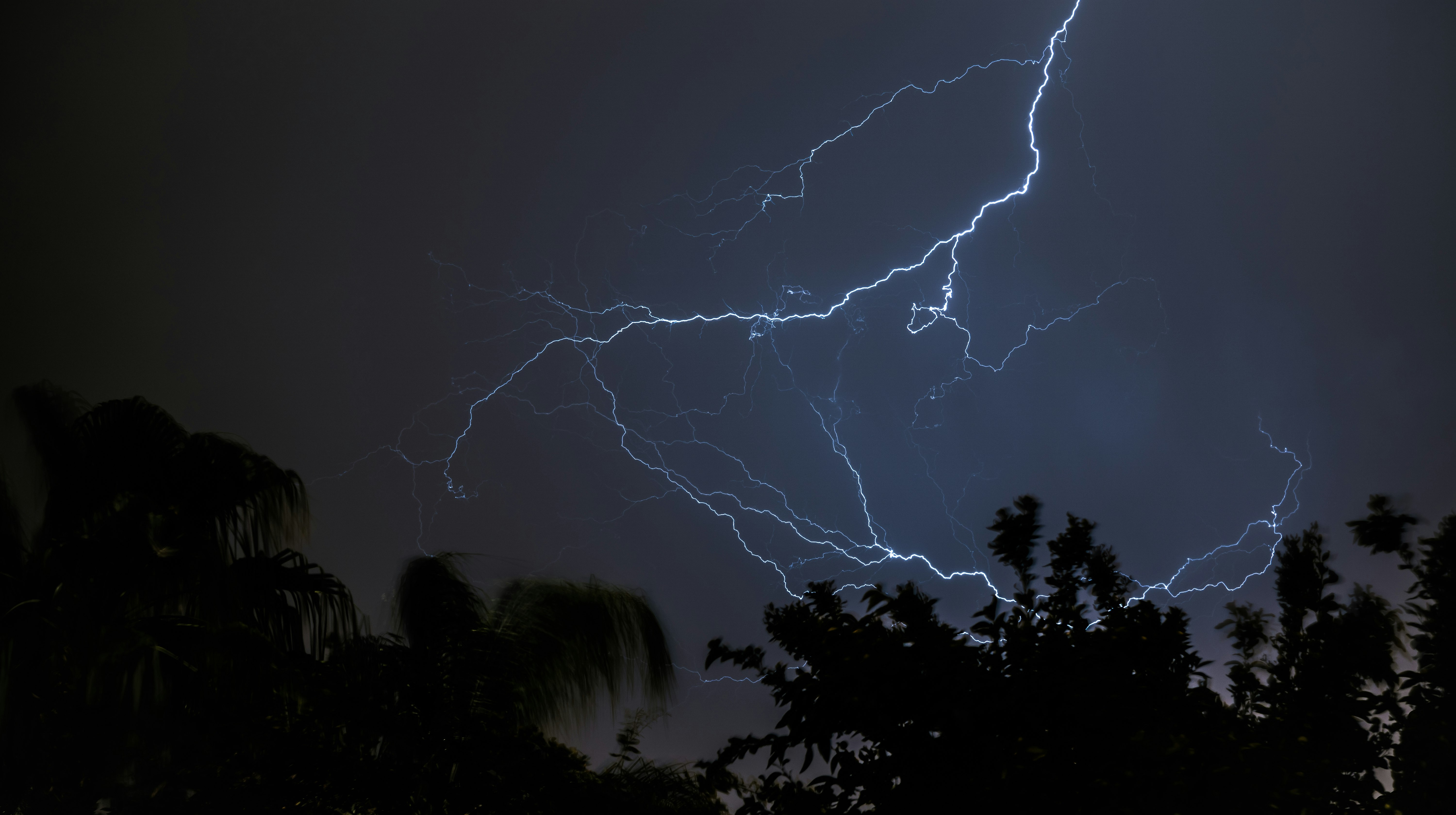 lightning at night time